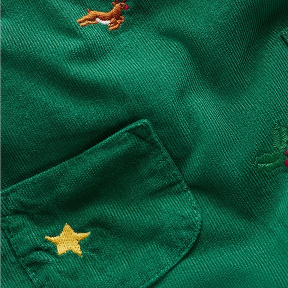 MiniBoden Cord Novelty Dungaree set  Overalls with Festive Embroidery 12-18m - Picture 3 of 8